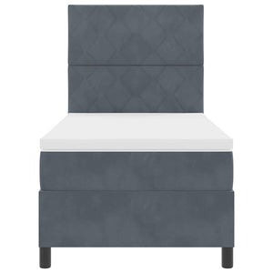 vidaXL Lit boxspring avec tête de lit Gris foncé 90 x 190 cm Velours