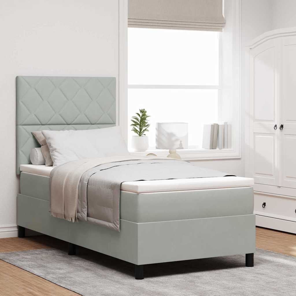 Boxspringbett mit Kopfteil Hellgrau 90x200 cm