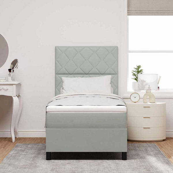 Boxspringbett mit Kopfteil Hellgrau 90x200 cm