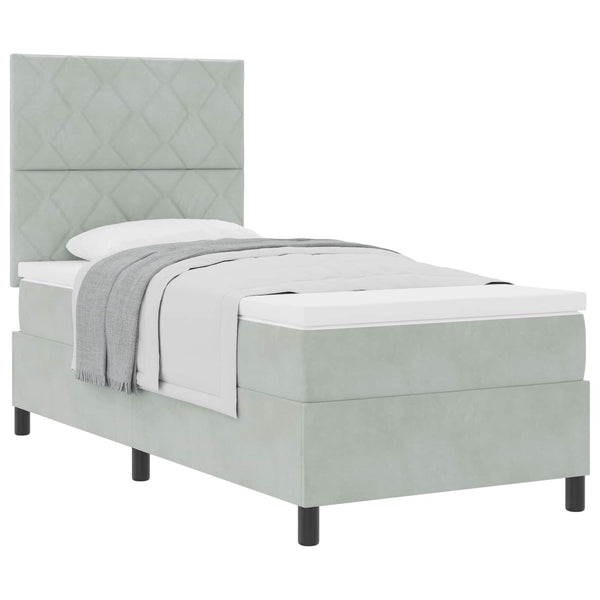 Boxspringbett mit Kopfteil Hellgrau 90x200 cm