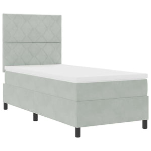Boxspringbett mit Kopfteil Hellgrau 90x200 cm