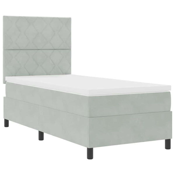 Boxspringbett mit Kopfteil Hellgrau 90x200 cm