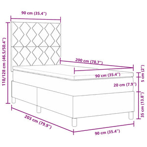 Boxspringbett mit Kopfteil Hellgrau 90x200 cm