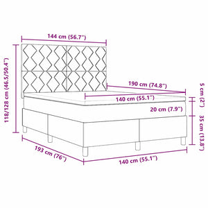 Boxspringbett Dunkelgrau Samt 140x190 cm