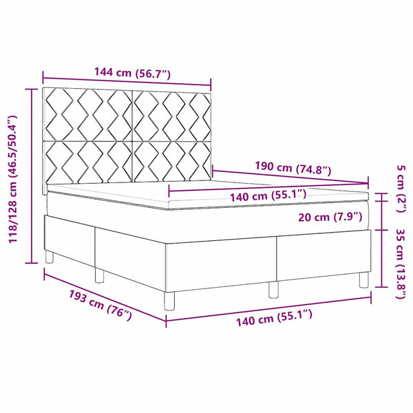 Boxspringbett Dunkelgrau Samt 140x190 cm