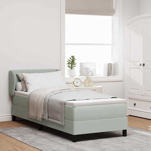 Boxspringbett Hellgrau Samt 80x200 cm
