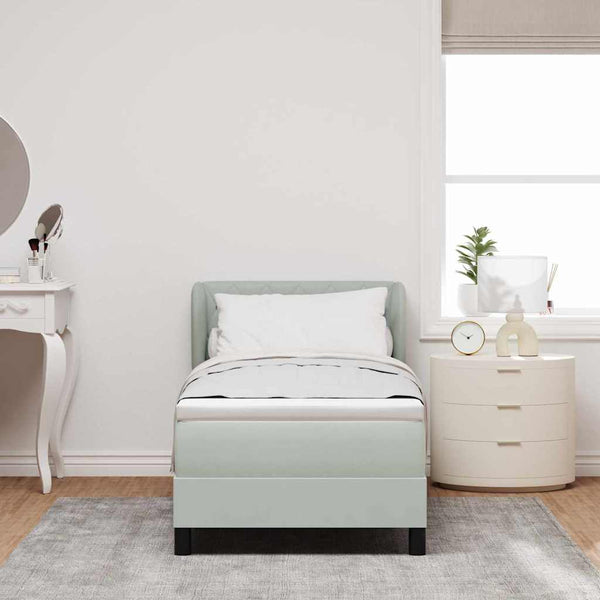 Boxspringbett Hellgrau Samt 80x200 cm