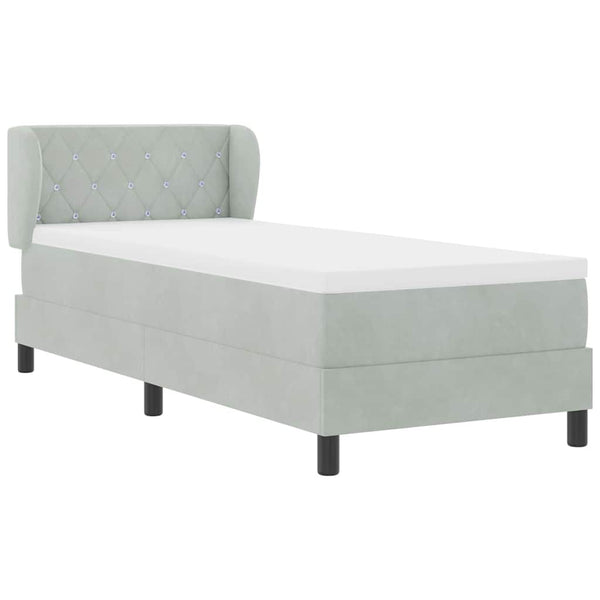 Boxspringbett Hellgrau Samt 80x200 cm