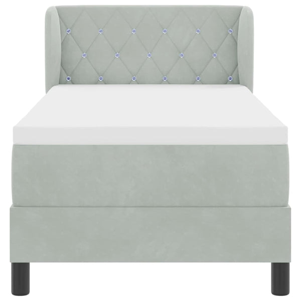 Boxspringbett Hellgrau Samt 80x200 cm