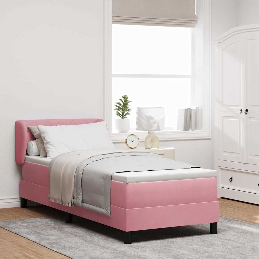 Rosa Samt Boxspringbett 80x200 cm