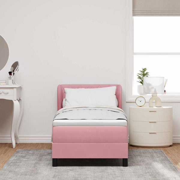 Rosa Samt Boxspringbett 80x200 cm