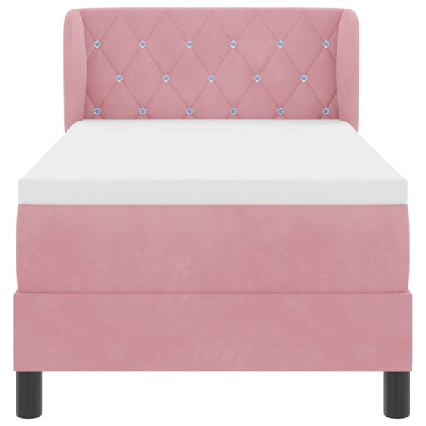 Rosa Samt Boxspringbett 80x200 cm