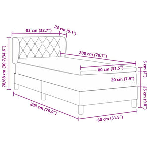 Rosa Samt Boxspringbett 80x200 cm