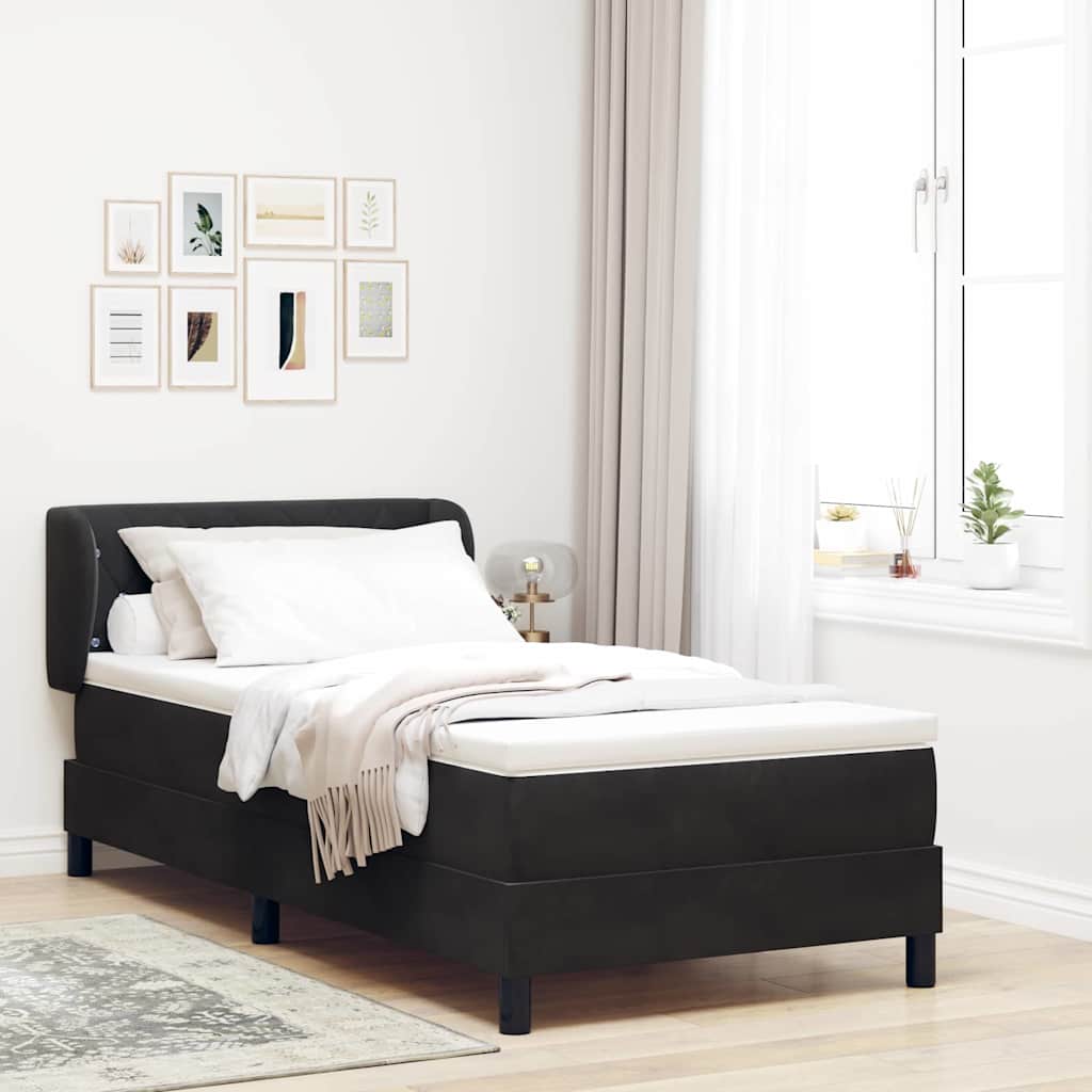 vidaXL Lit tapissier avec tête de lit Noir 90 x 190 cm Velours
