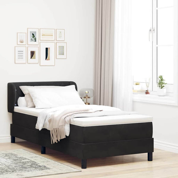 vidaXL Lit tapissier avec tête de lit Noir 90 x 190 cm Velours