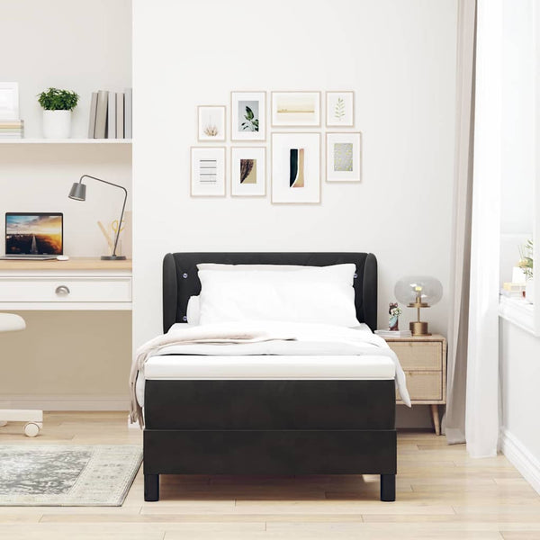 vidaXL Lit tapissier avec tête de lit Noir 90 x 190 cm Velours