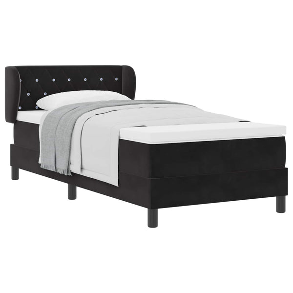 vidaXL Lit tapissier avec tête de lit Noir 90 x 190 cm Velours