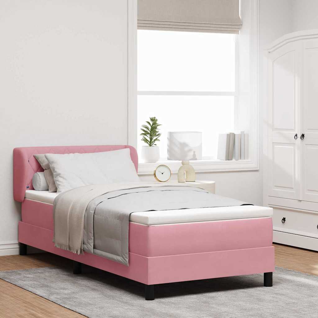 vidaXL Lit tapissier avec tête de lit rose 90 x 190 cm velours