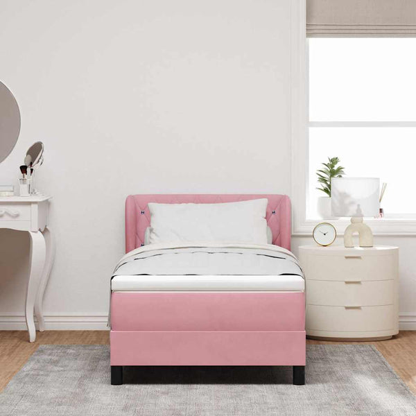 vidaXL Lit tapissier avec tête de lit rose 90 x 190 cm velours