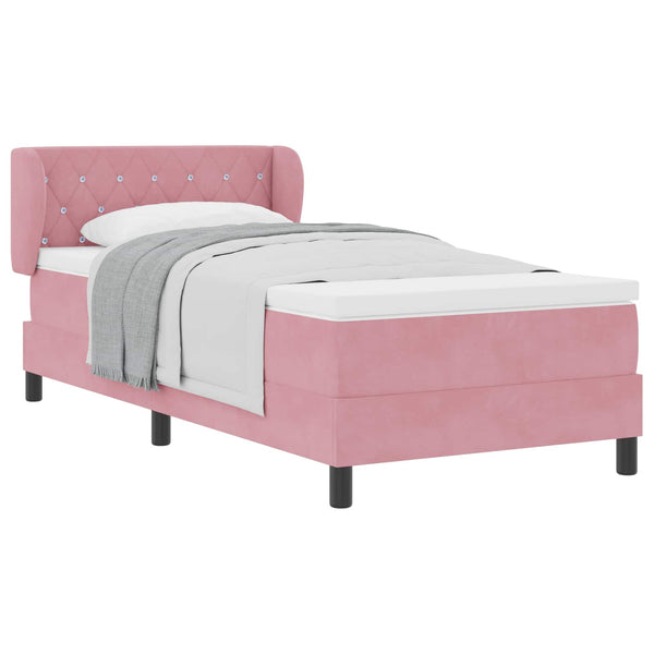 vidaXL Lit tapissier avec tête de lit rose 90 x 190 cm velours