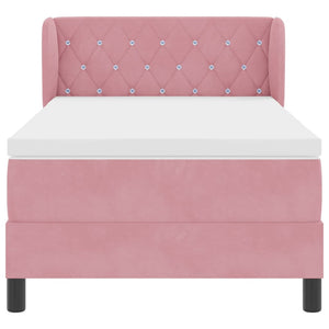 vidaXL Lit tapissier avec tête de lit rose 90 x 190 cm velours