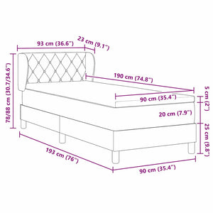 vidaXL Lit tapissier avec tête de lit rose 90 x 190 cm velours