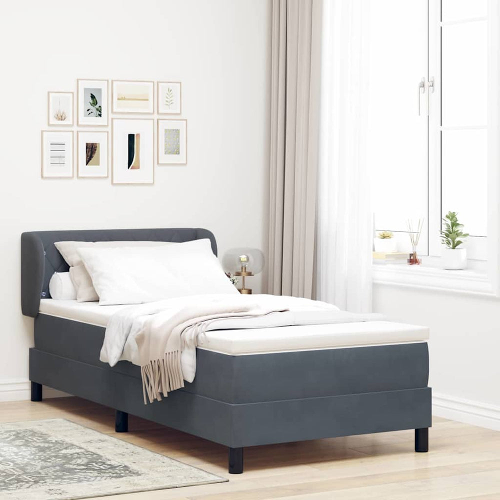 Boxspringbett Dunkelgrau Samt 90x200 cm