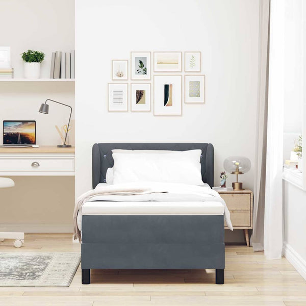 Boxspringbett Dunkelgrau Samt 90x200 cm