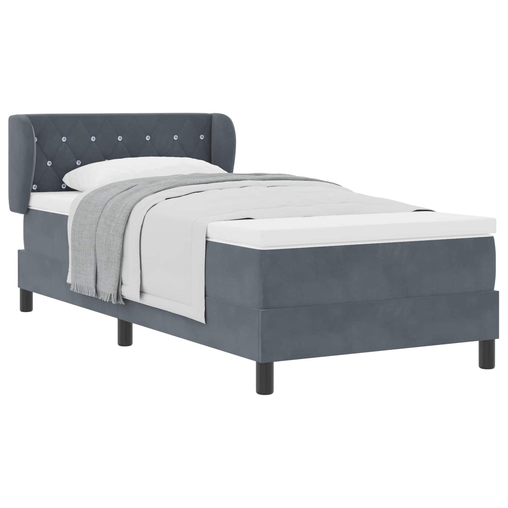 Boxspringbett Dunkelgrau Samt 90x200 cm