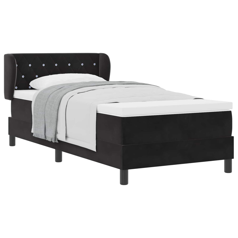 Lit coffre avec tête de lit vidaXL noir 90 x 200 cm velours