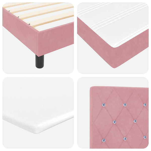 vidaXL Lit tapissier avec tête de lit rose 90 x 200 cm velours