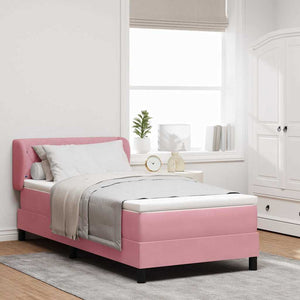 vidaXL Lit tapissier avec tête de lit rose 90 x 200 cm velours