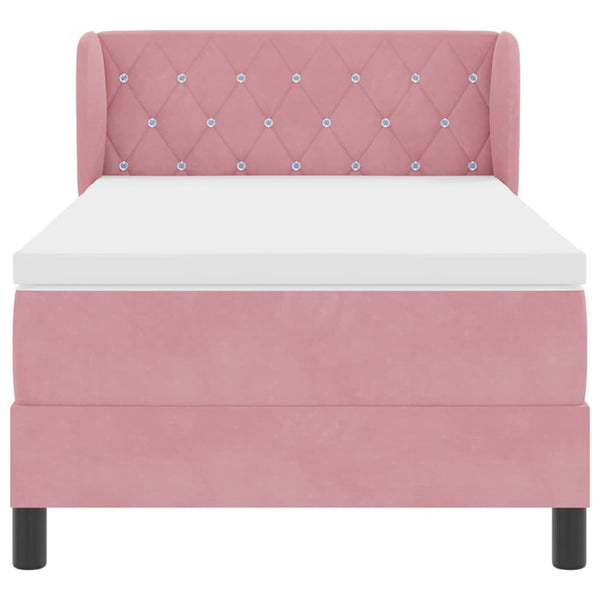 vidaXL Lit tapissier avec tête de lit rose 90 x 200 cm velours