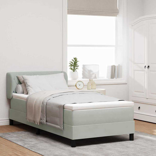 vidaXL Lit tapissier avec tête de lit Gris clair 100 x 200 cm Velours