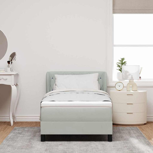 vidaXL Lit tapissier avec tête de lit Gris clair 100 x 200 cm Velours