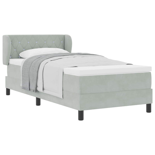 vidaXL Lit tapissier avec tête de lit Gris clair 100 x 200 cm Velours