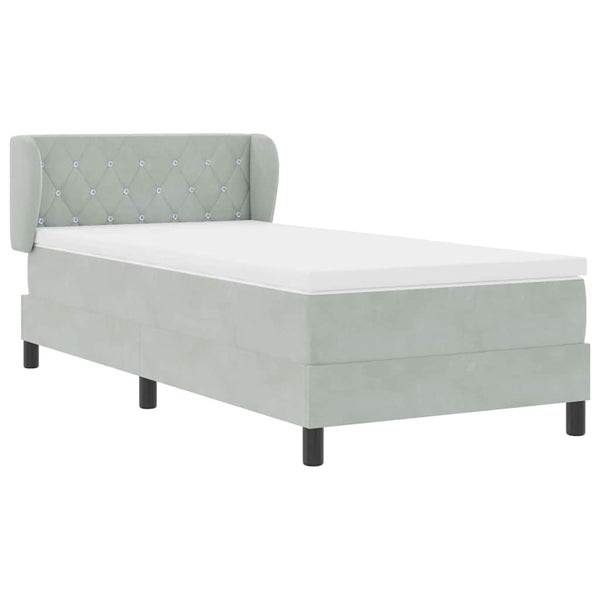 vidaXL Lit tapissier avec tête de lit Gris clair 100 x 200 cm Velours