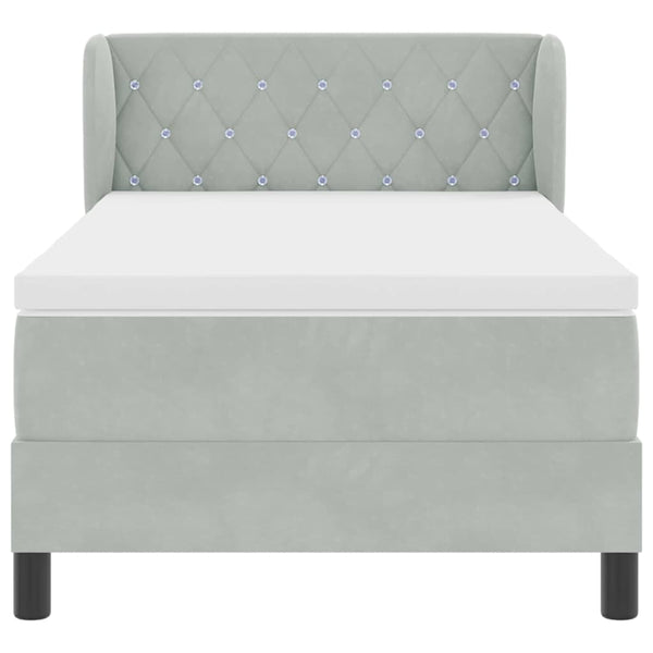 vidaXL Lit tapissier avec tête de lit Gris clair 100 x 200 cm Velours