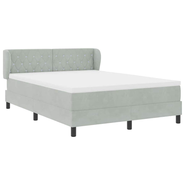 vidaXL Lit sommier tapissier avec tête de lit Gris clair 140 x 190 cm Velours