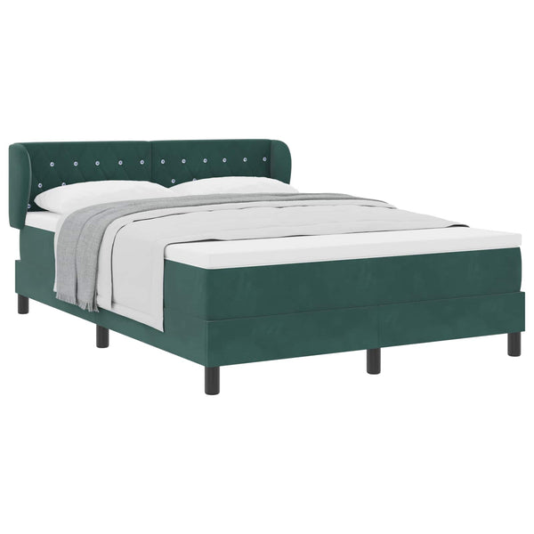 vidaXL Lit coffre avec tête de lit vert foncé 140 x 190 cm velours