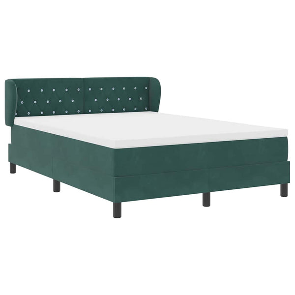 vidaXL Lit coffre avec tête de lit vert foncé 140 x 190 cm velours
