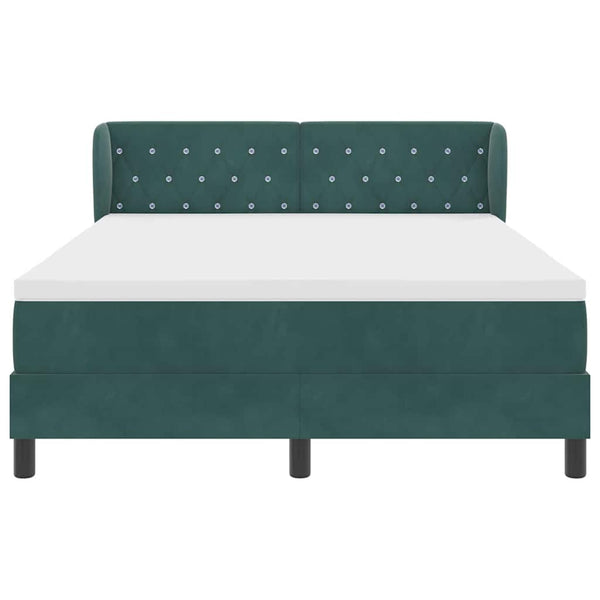 vidaXL Lit coffre avec tête de lit vert foncé 140 x 190 cm velours