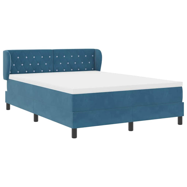 vidaXL Lit boxspring avec tête de lit Bleu foncé 140 x 190 cm Velours