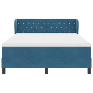 vidaXL Lit boxspring avec tête de lit Bleu foncé 140 x 190 cm Velours