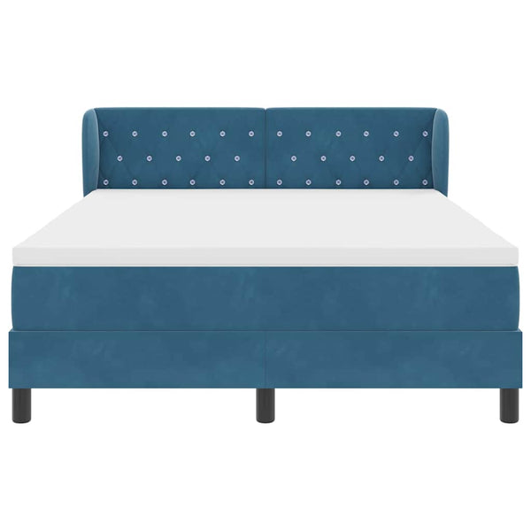 vidaXL Lit boxspring avec tête de lit Bleu foncé 140 x 190 cm Velours