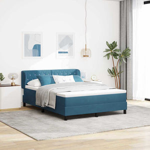 Boxspringbett Dunkelblau Samt 140x200 cm