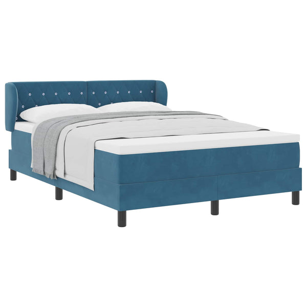 Boxspringbett Dunkelblau Samt 140x200 cm