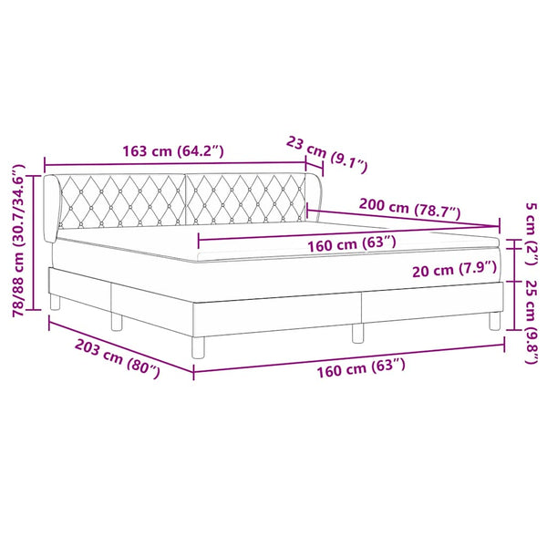 Boxspringbett Hellgrau Samt 160x200 cm