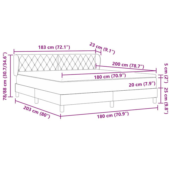 Boxspringbett Dunkelgrau 180x200 cm Samt