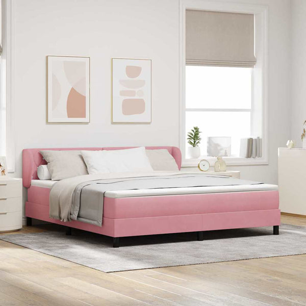 Boxspringbett Rosa Samt 180x200 cm mit Kopfteil
